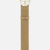 The Buckle Bunny with Horse Motif Belt by TWP is crafted from tan leather and features a western-inspired design, highlighted by an oval, translucent buckle embossed with a horse motif. The belt is displayed against a plain white background.