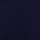 Close-up of a dark navy blue ribbed fabric with vertical textured lines, featured in the TWP Funnel Neck Sleeveless Top—an ideal choice for women’s workwear.
