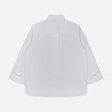 Back view of the TWP Next Morning Crystal Shirt, an oversized shirt crafted from premium Italian cotton in plain white, featuring long sleeves with buttoned cuffs and a classic collar, free from visible patterns or logos, laid flat against a white background.