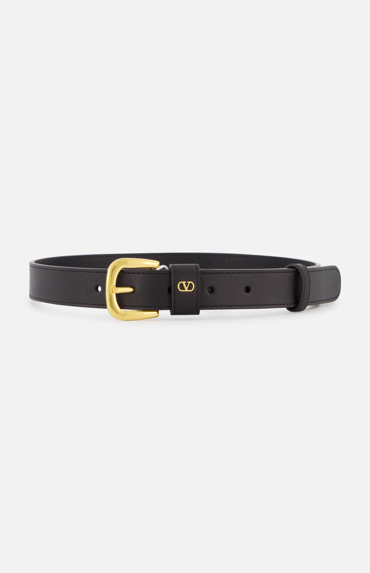 V-Logo Textured Leather Belt H.25 (14633923674475)