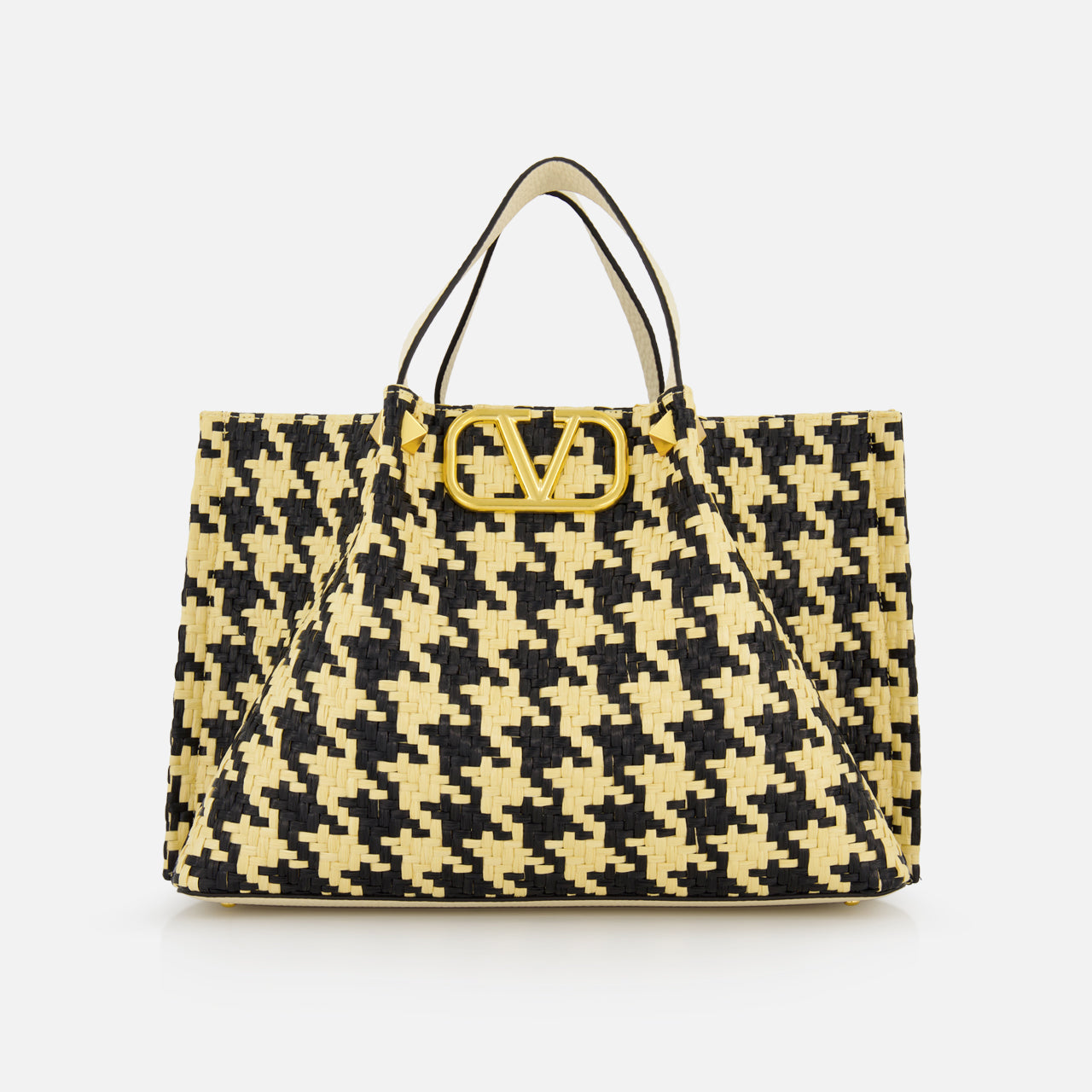 V Logo Signature Medium Houndstooth Tote (14676373864811)