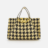 V Logo Signature Medium Houndstooth Tote (14676373864811)
