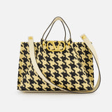 V Logo Signature Medium Houndstooth Tote (14676373864811)