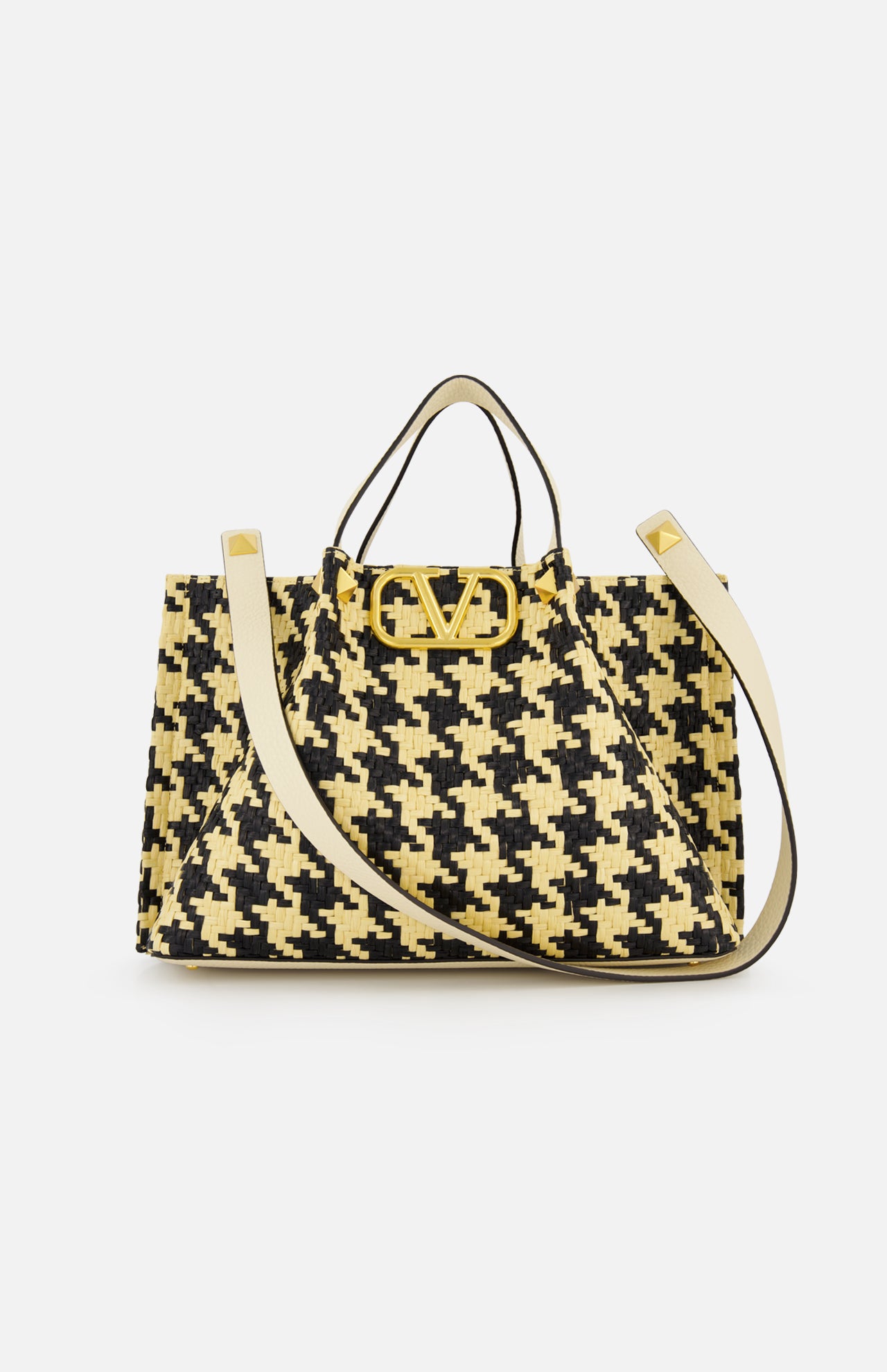 V Logo Signature Medium Houndstooth Tote (14676373864811)