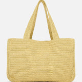 The Viva Superstar Crochet Large Tote Bag by VALENTINO GARAVANI is a spacious rectangular tote with two sturdy handles and a horizontal woven design, shown against a plain white background.