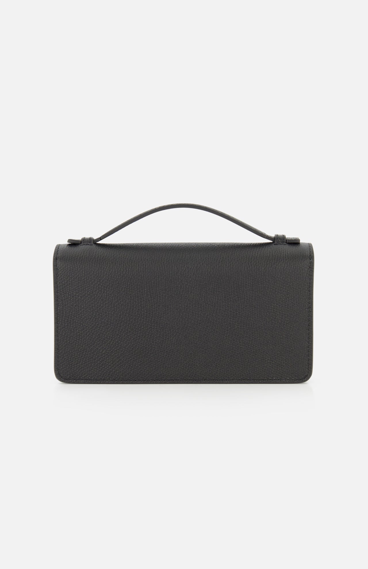 A black rectangular VALENTINO GARAVANI VLogo Signature Wallet with Strap, featuring a small top handle and the iconic VLogo signature, displayed against a plain white background.