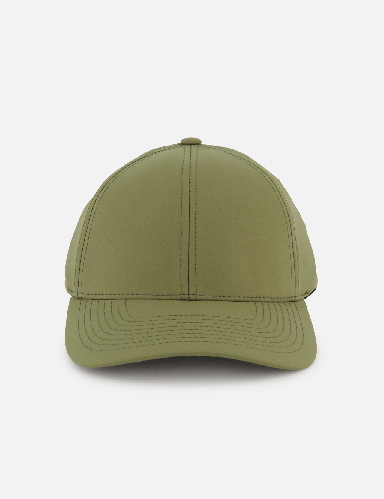 The Active Tech Cap by VARSITY HEADWEAR is an olive green baseball cap with visible stitching, shown from the front on a white background—an ideal, versatile travel accessory to enhance your style.