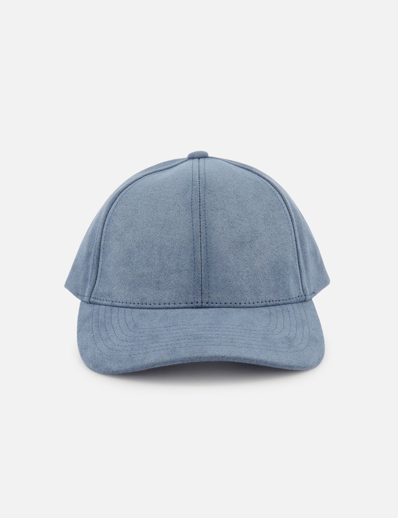The Alcantara Water Resistant Cap by VARSITY HEADWEAR, in plain blue suede with an adjustable fit, is displayed front-facing on a white background.
