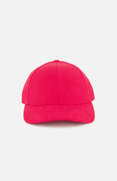 Front view of the Cotton Twill Pulse Hat by VARSITY HEADWEAR in bright red, featuring a curved brim and an adjustable back strap for a comfortable fit, displayed on a plain white background.