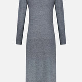 The Salomez Knit Wrap Dress by VERONICA BEARD is a grey, long-sleeved merino wool sweater dress with ribbed cuffs and hem, shown from the back against a plain white background.