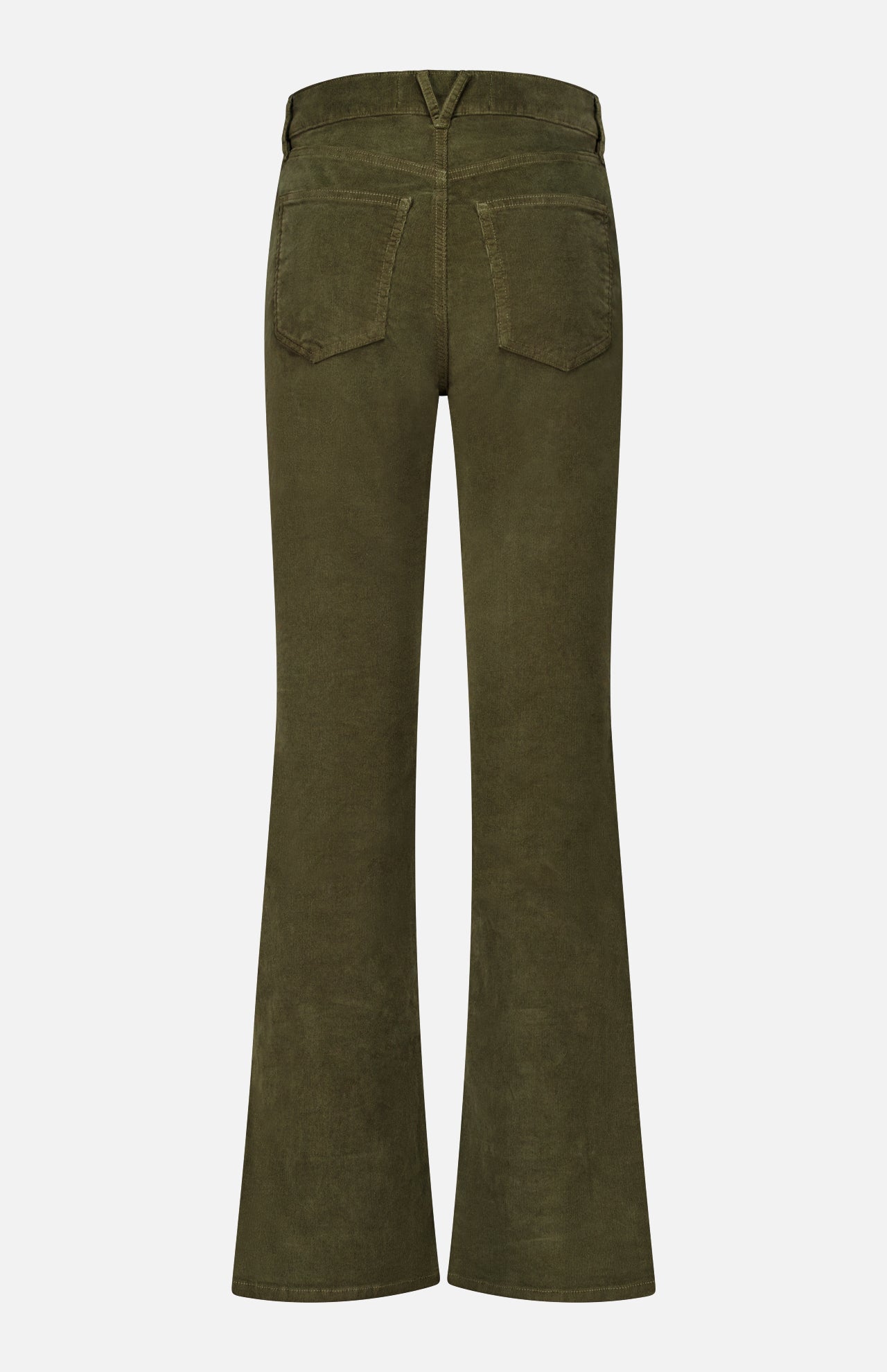 Back view of olive green stretch corduroy Cameron Corduroy Bootcut Pant.