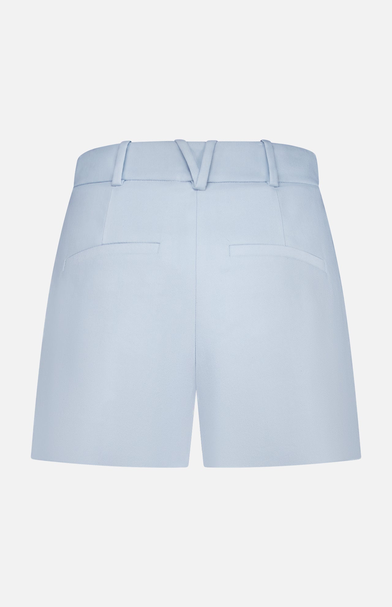 The Craig High Rise Short by VERONICA BEARD, crafted from Italian cotton-blend twill in light blue, features belt loops, two back welt pockets, and a fitted waistband with a V detail at the center back.