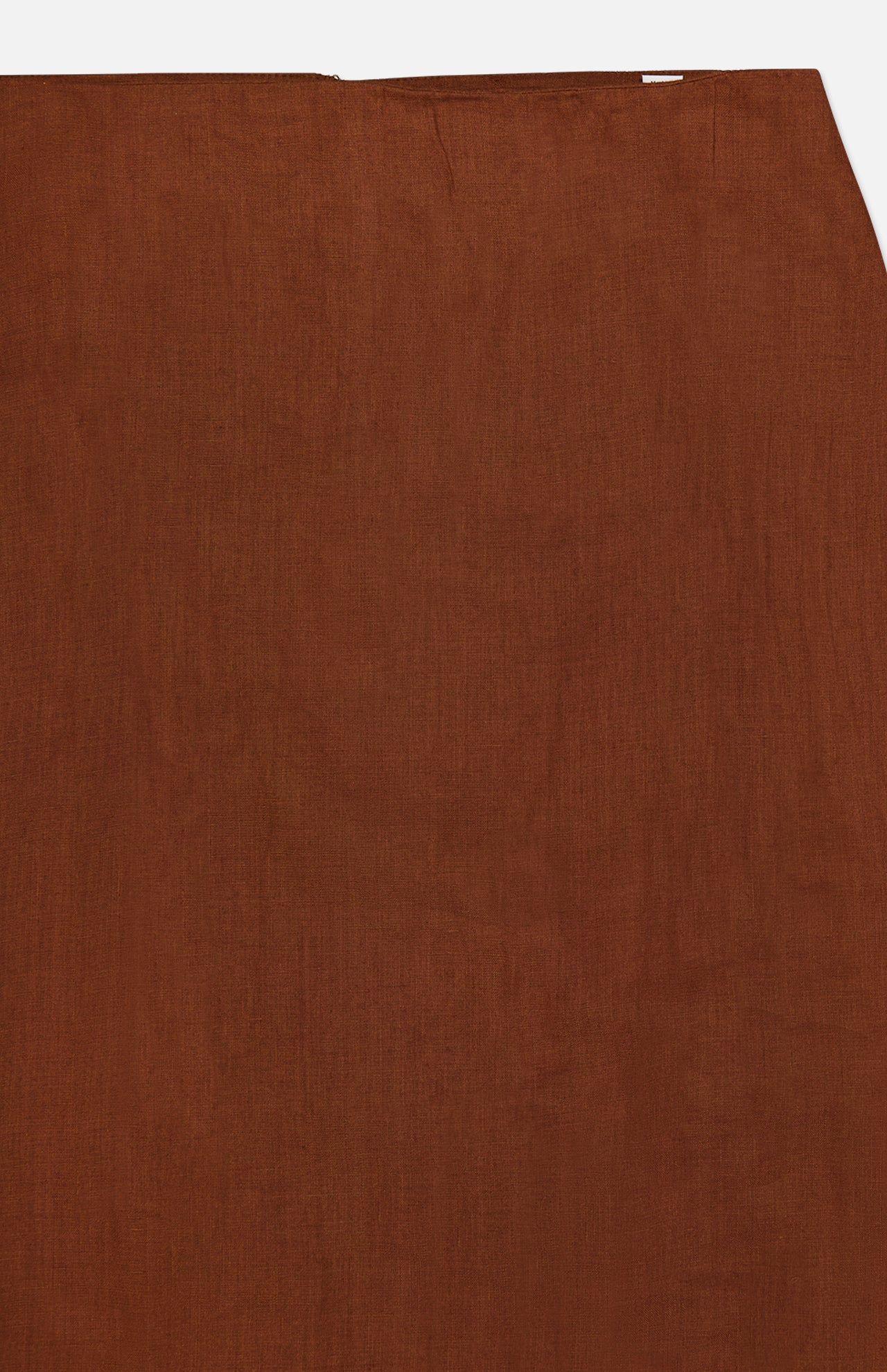 A close-up of the Malou Embroidered Midi Skirt by VERONICA BEARD, shown in brown against a white background. The skirt features a simple design with a slightly angled waistband at the top.