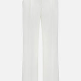 The VERONICA BEARD Marbeau Wide Leg Pant features an off-white, high-rise design with pleated front and side pockets, shown against a plain white background.