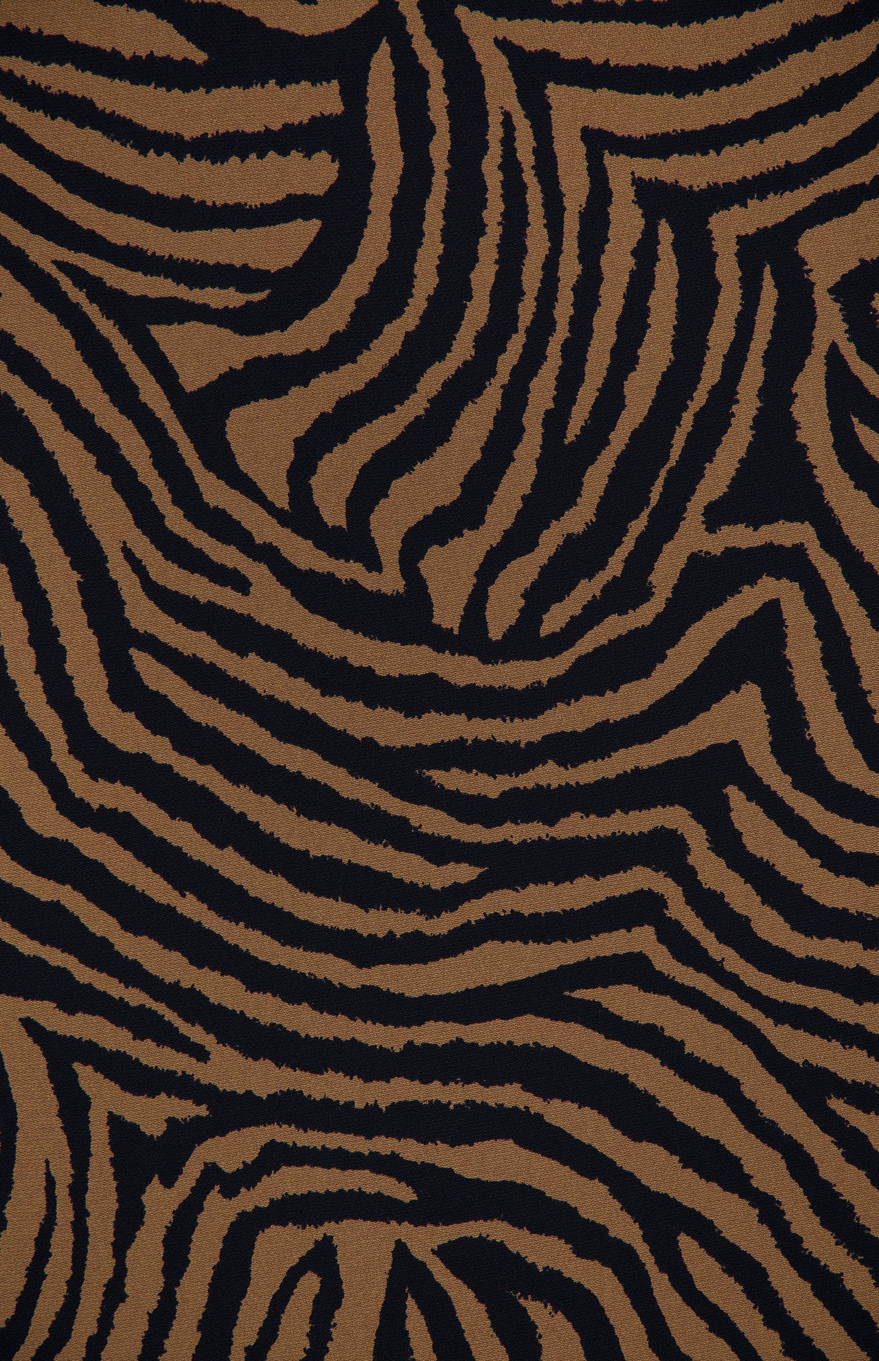 Close-up of the Veronica Beard Redgrave Ziger Print Dress, featuring a brown and black zebra stripe pattern.