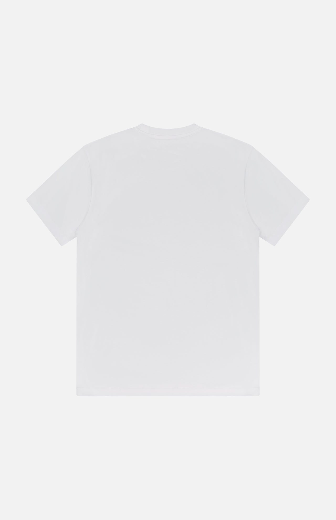 The VERSACE Cotton Jersey Versace Embroidery T-shirt is shown laid flat, back up, on a white background, highlighting its luxury Italian menswear craftsmanship and subtle embroidered logo.