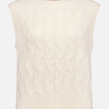 Boucle Cashmere Blend Cable Vest (7730568265843)