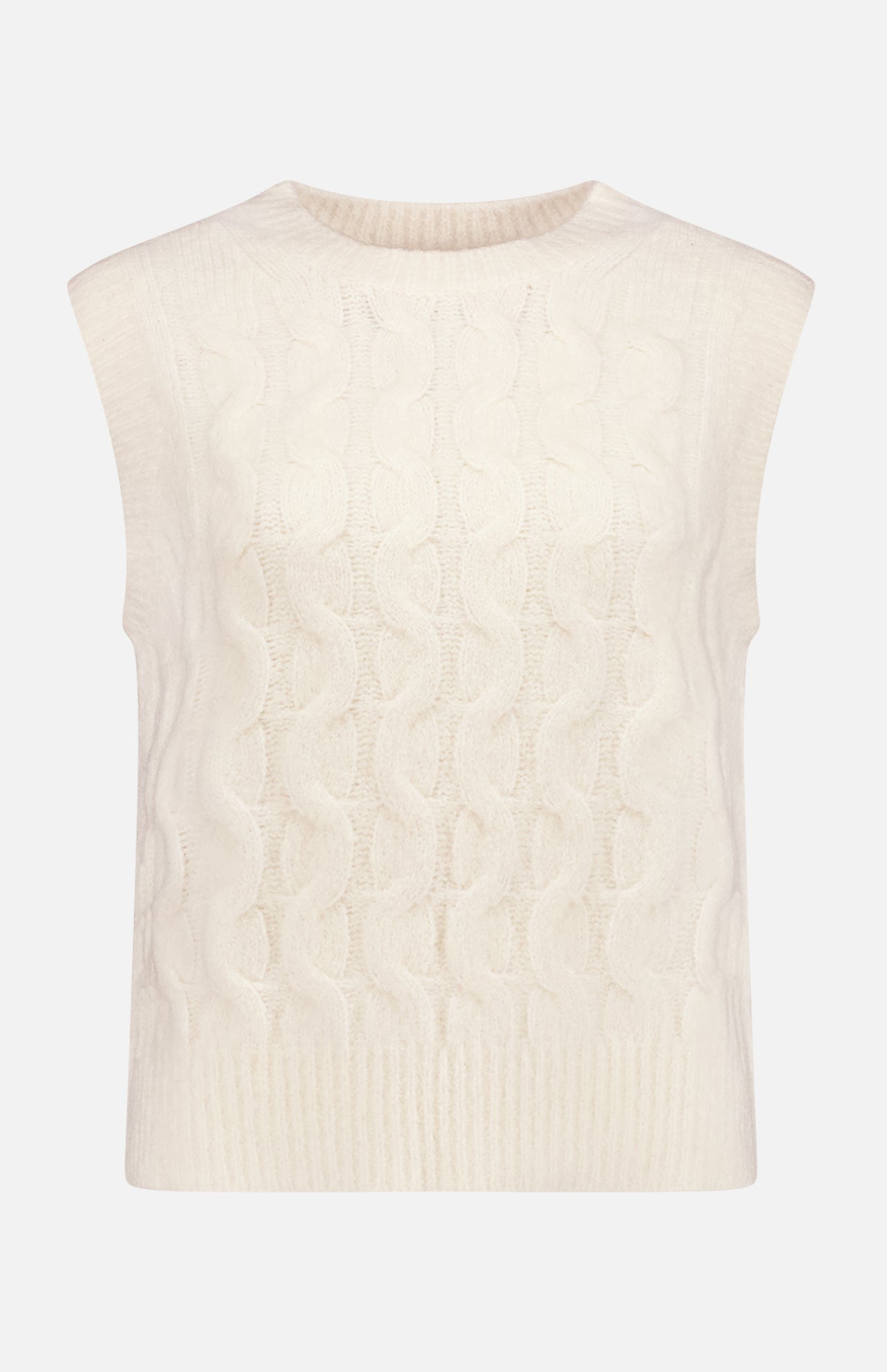 Boucle Cashmere Blend Cable Vest (7730568265843)