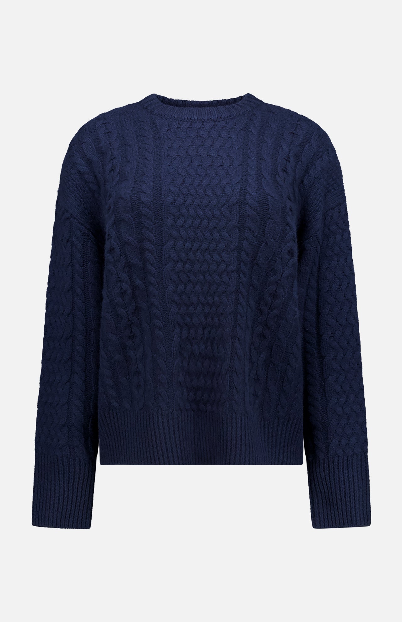 Cashmere Blend Fisherman Cable Crewneck Sweater