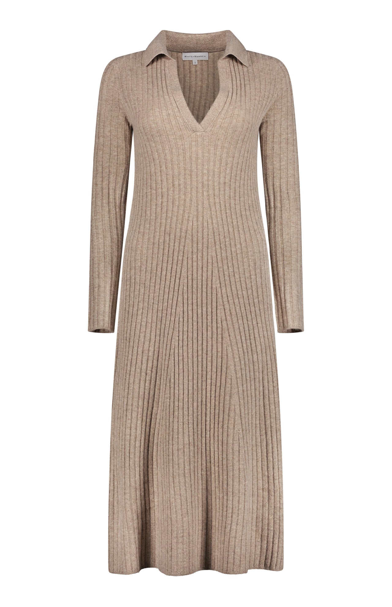 Cashmere Blend Ribbed Polo Dress (7254356787315)