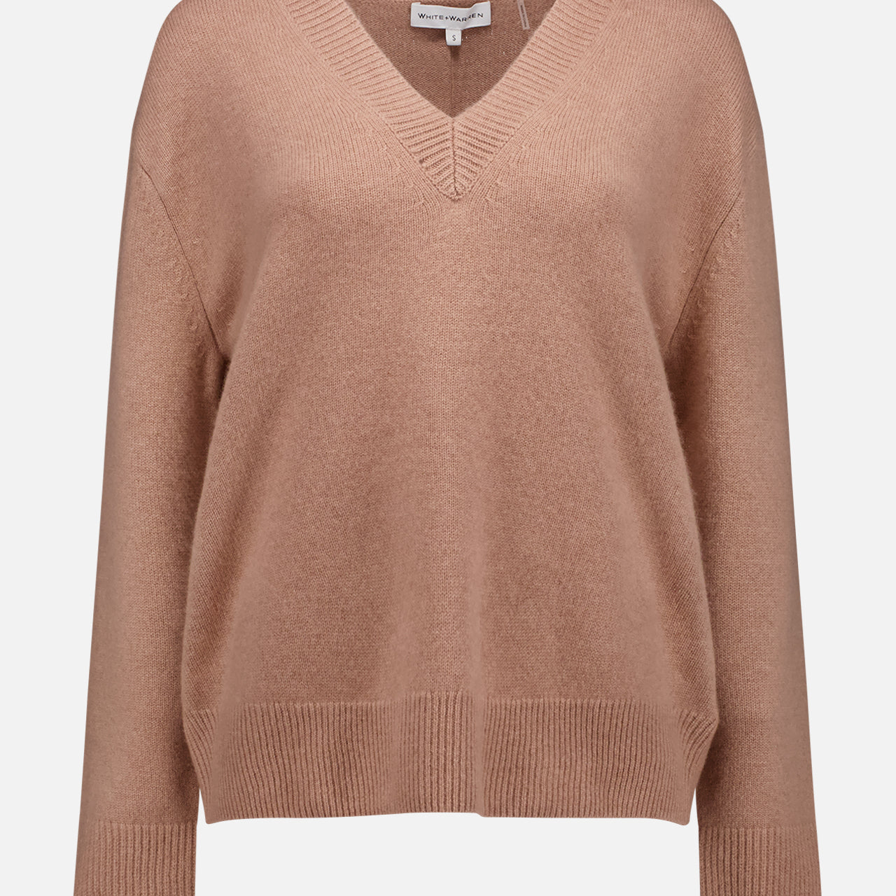 Cashmere Rib Trim V-Neck Sweater (7598130167923)