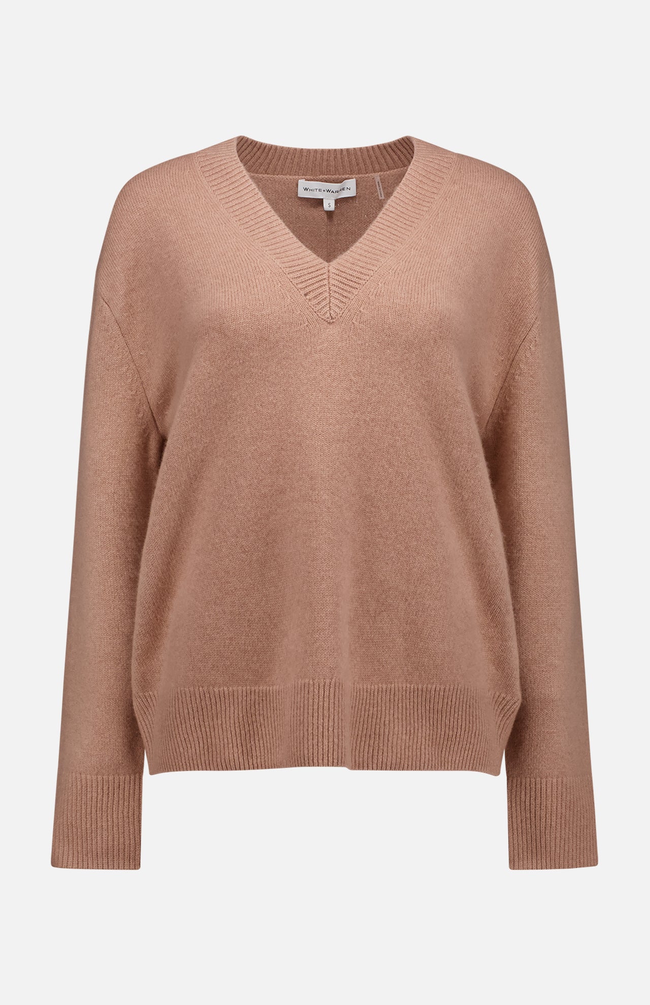 Cashmere Rib Trim V-Neck Sweater (7598130167923)