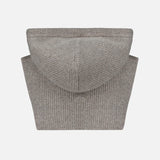 The WHITE + WARREN Cashmere Blend Balaclava is a gray ribbed knit pullover hood with a wide collar, photographed against a white background. Cozy and soft in appearance, it features a visible seam running down the center.