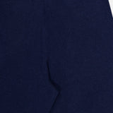 Close-up of the WHITE + WARREN Cashmere Blend Track Pants in navy blue, featuring a white elastic waistband, upper back seam detail, and a comfortable drawstring waist.