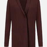The WHITE + WARREN Cashmere Trapeze Cardigan is a long-sleeved, brown open-front piece made from lightweight cashmere, featuring a relaxed fit and a shawl collar, shown against a plain white background.