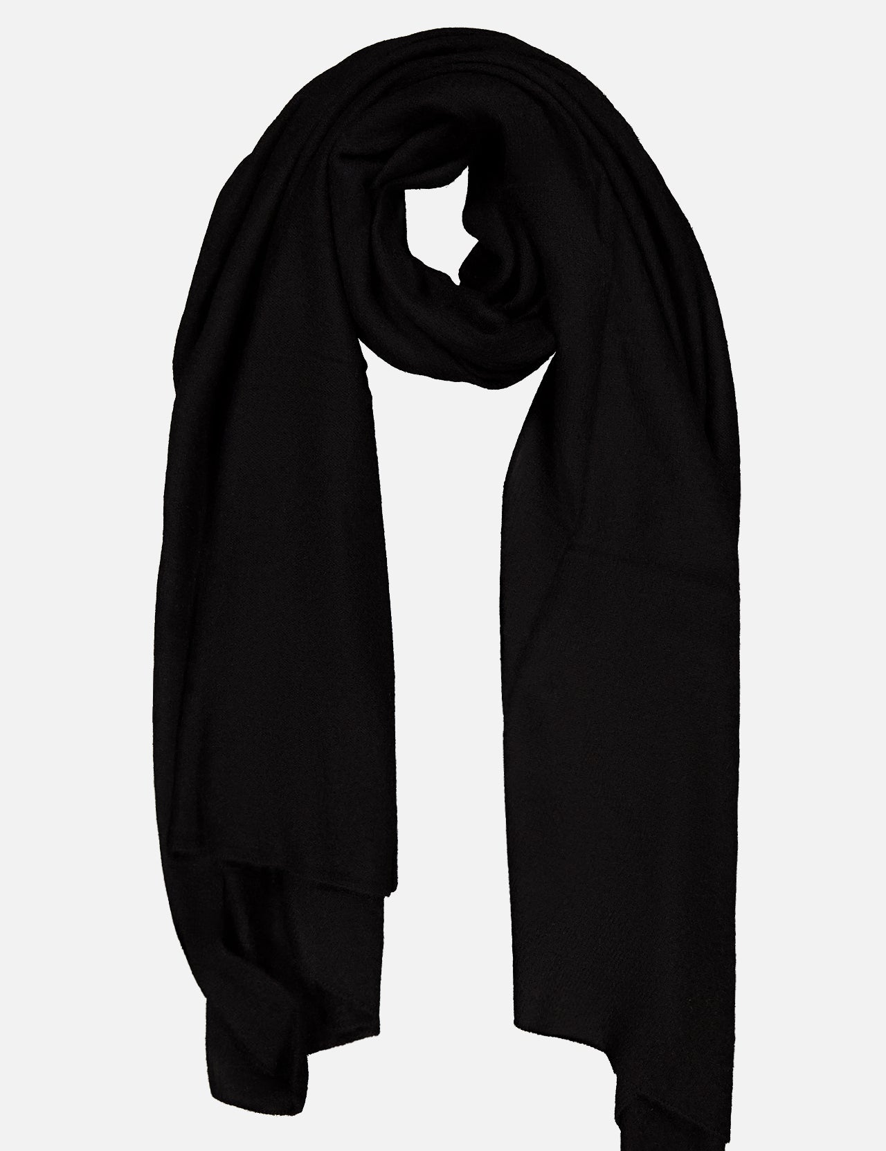 A WHITE + WARREN Cashmere Travel Wrap in black is loosely folded against a plain white background.