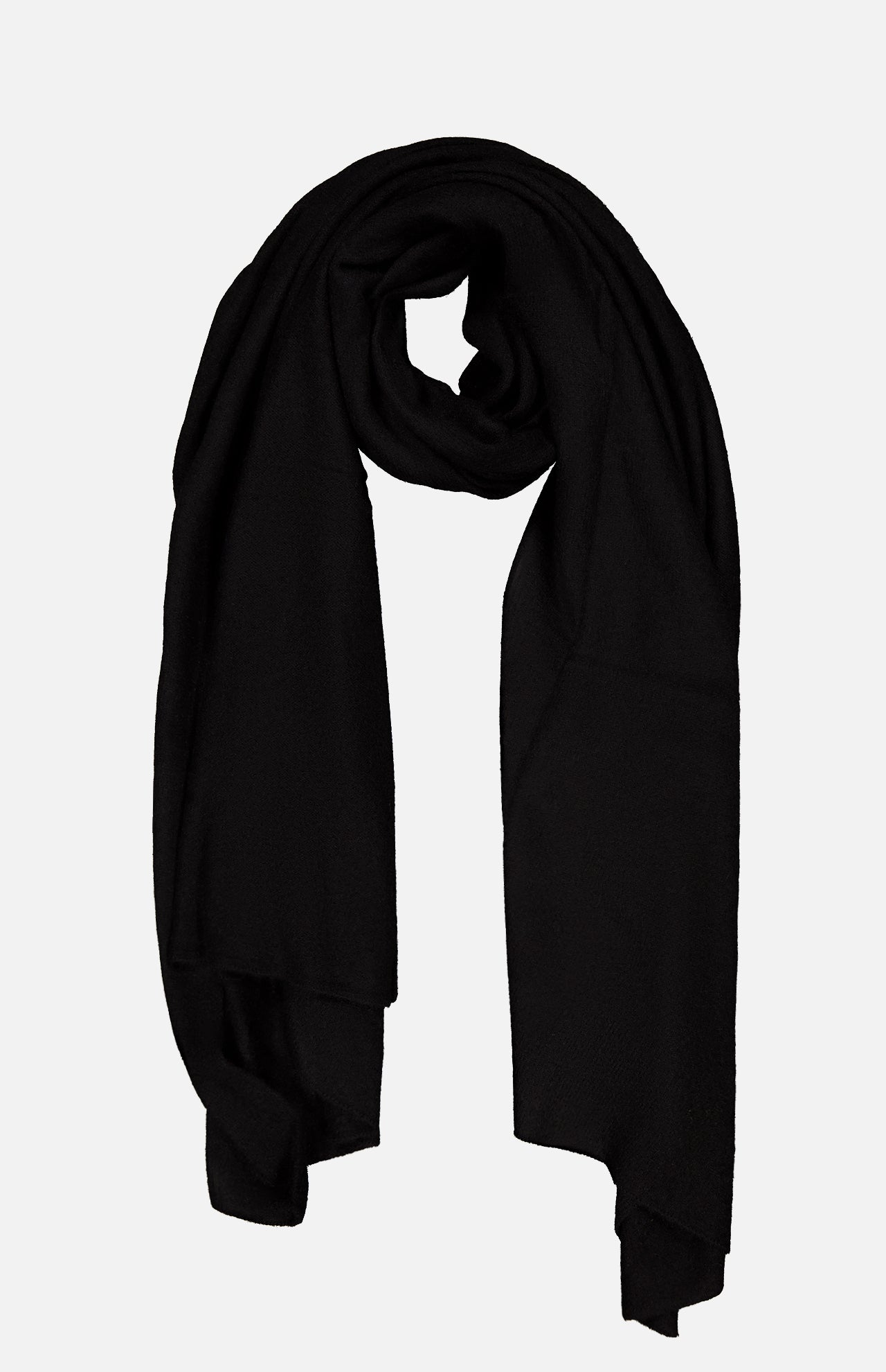 A WHITE + WARREN Cashmere Travel Wrap in black is loosely folded against a plain white background.