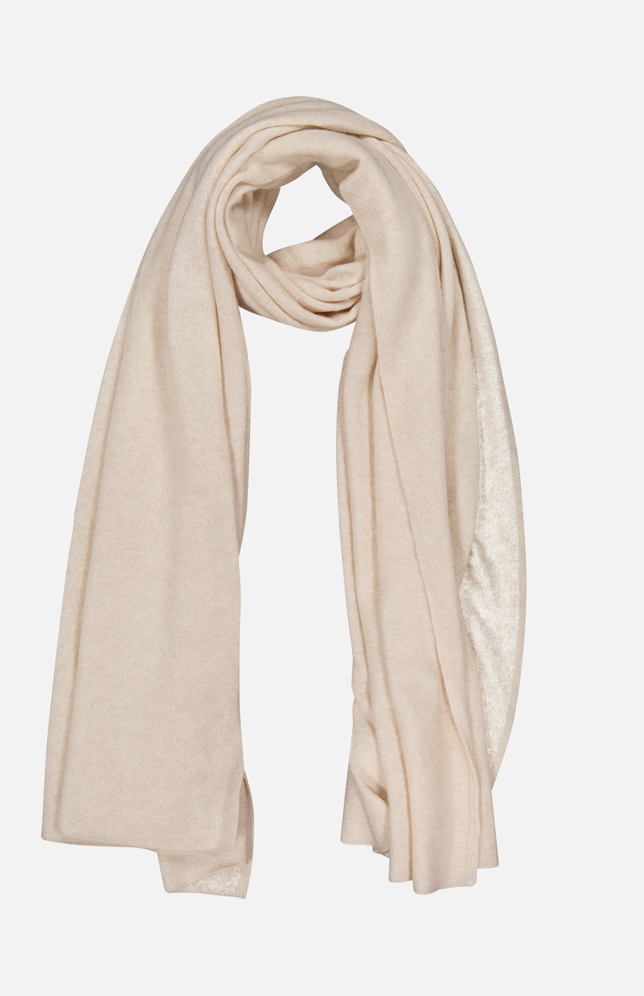 The WHITE + WARREN Cashmere Travel Wrap in light beige is displayed in a loose, circular fold against a plain white background.