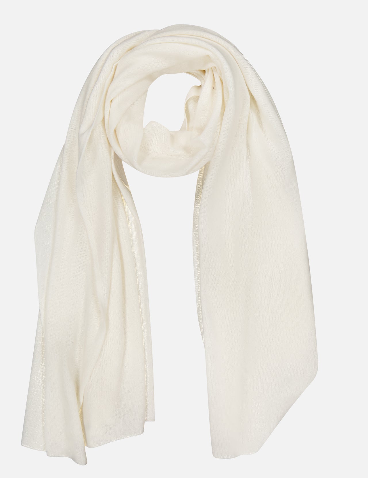 A WHITE + WARREN Cashmere Travel Wrap in a lightweight, off-white hue is loosely folded on a plain white background, highlighting the luxurious comfort of this cashmere accessory.