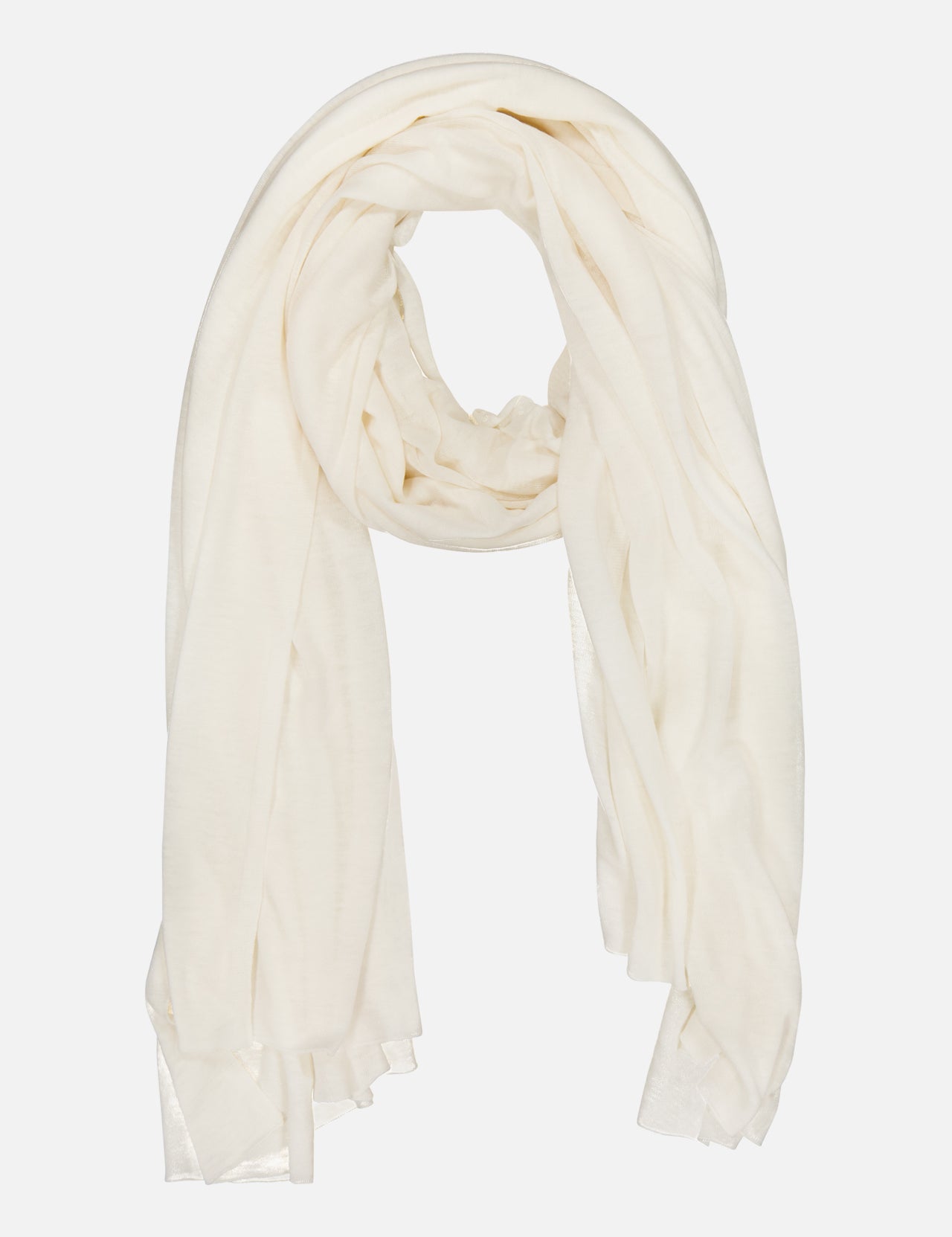 The WHITE + WARREN Superfine Cashmere Blend Travel Wrap is a lightweight, sheer white scarf shown loosely folded on a plain backdrop. Its soft, flowy fabric and gently draped edges make it perfect for all-season styling.
