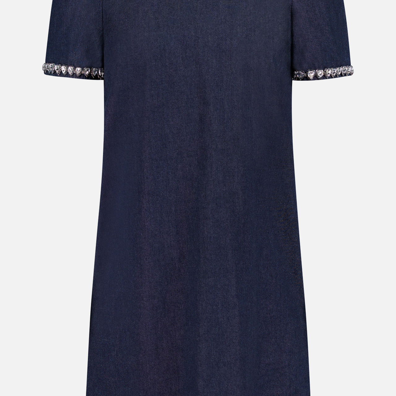 Heart Crystal Embellished Denim Dress (14702068662635)