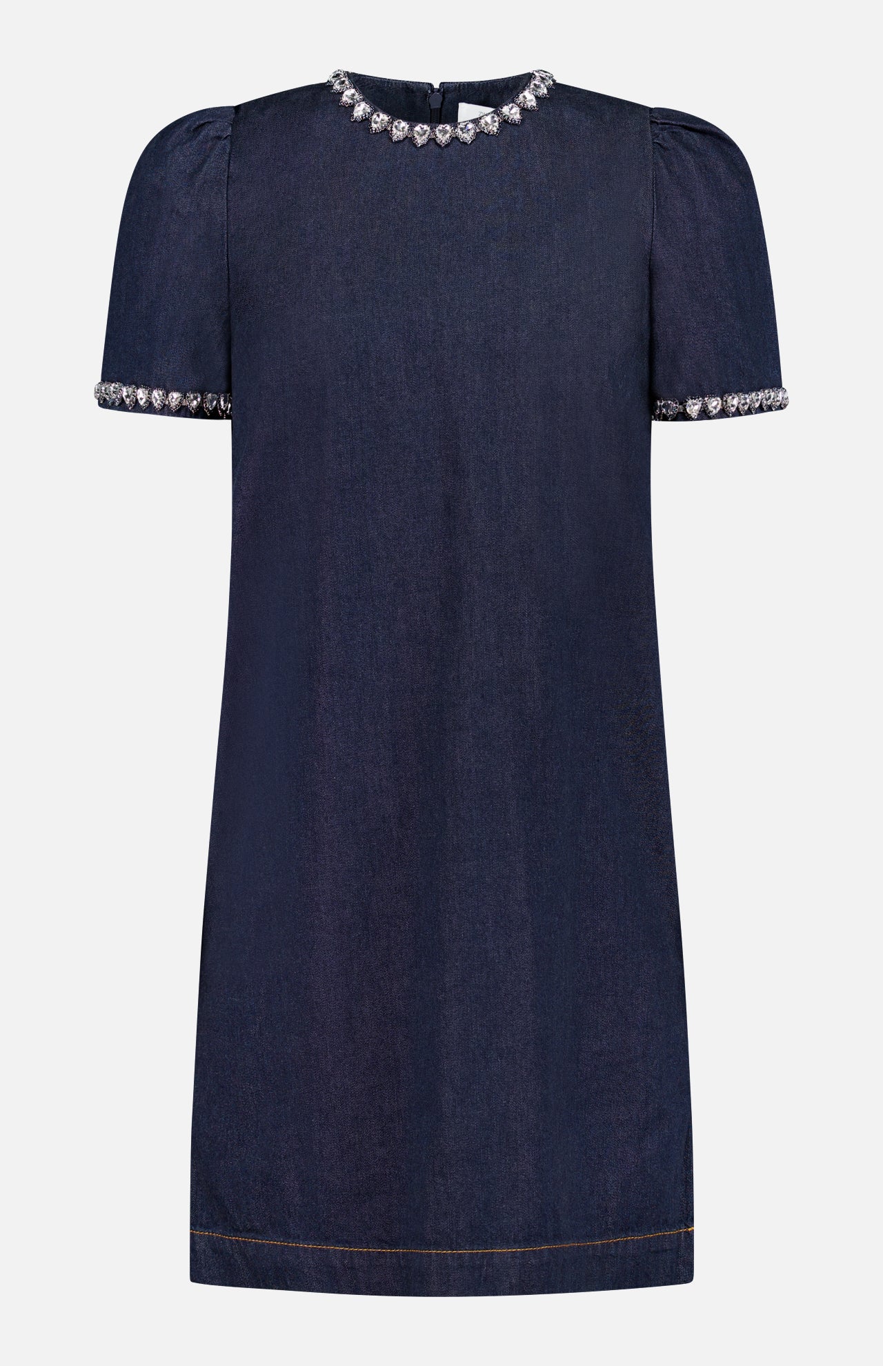 Heart Crystal Embellished Denim Dress (14702068662635)