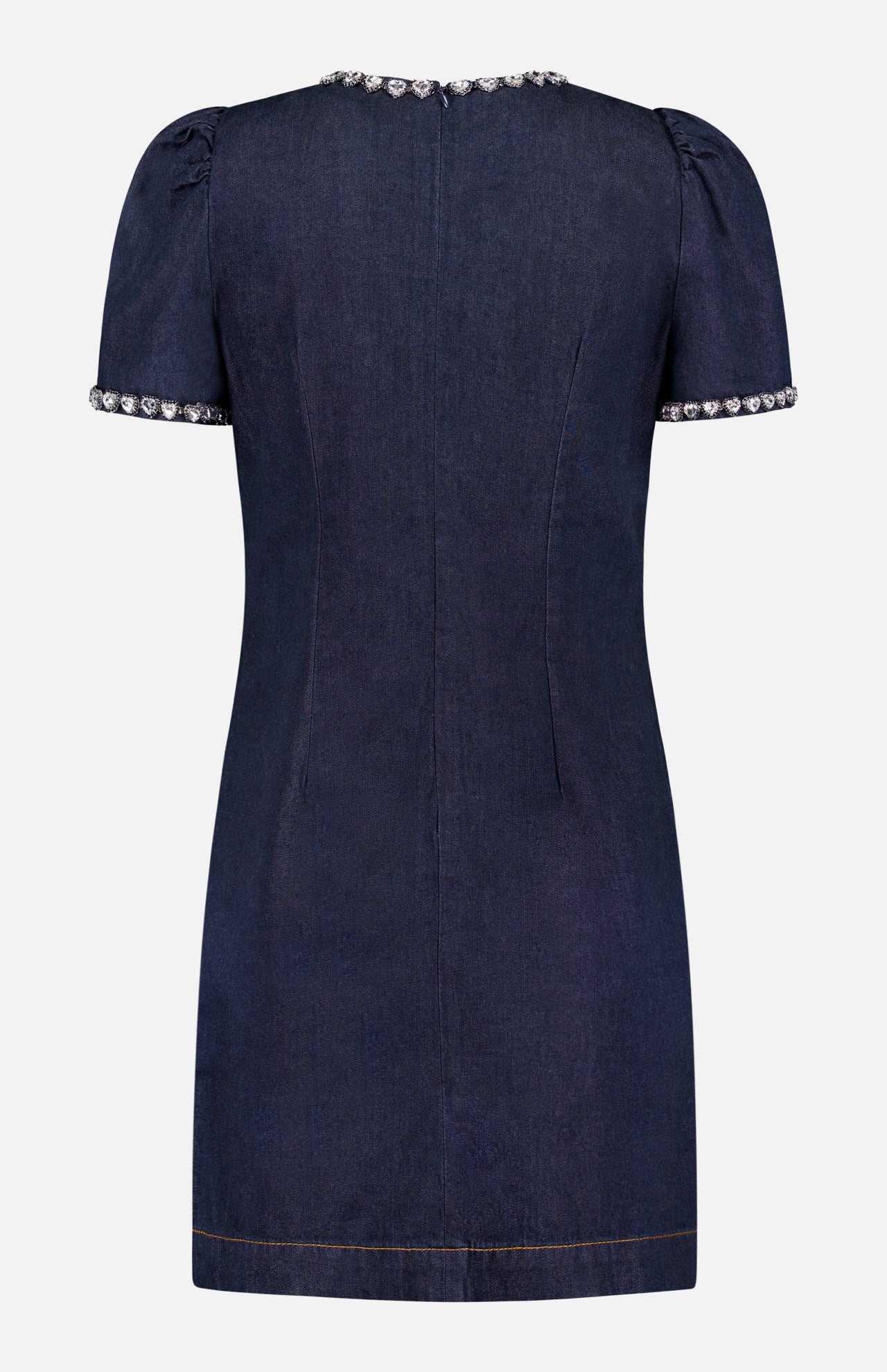 Heart Crystal Embellished Denim Dress (14702068662635)