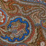 Zimmermann Printed Silk Square 70 Scarf featuring an intricate blue, red, brown, and tan paisley print.