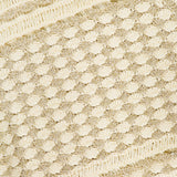Close-up of the ZIMMERMANN Wanderlust Crochet Tank Top, showing its cream and beige textured knit with a shell-like pattern and ribbed stripes—ideal for creating a chic, handcrafted look.