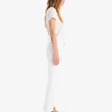 Mother The Hustler Ankle Fray Jeans White Side Profile Model Image (6856365604979)