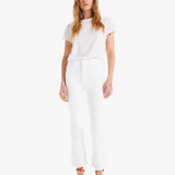 Mother The Hustler Ankle Fray Jeans White Front Model Image (6856365604979)