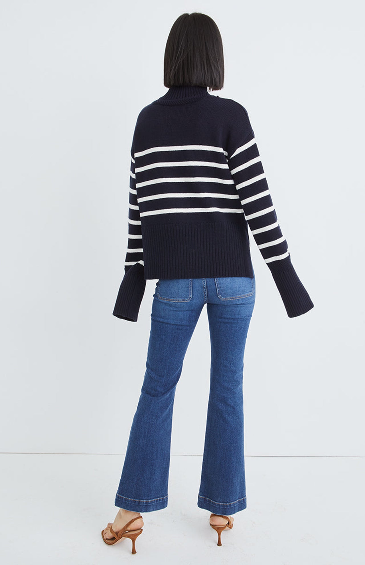 Veronica Beard Carson High Rise Ankle Flare Back Full Body Model Image (7019813339251)