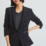 Veronica Beard Iconic Scuba Dickey Jacket Black Front Cropped Model Image 2 (7007038996595)
