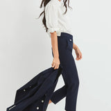 Veronica Beard Renzo Pant Navy Silver Angled Model Image (7007039225971)
