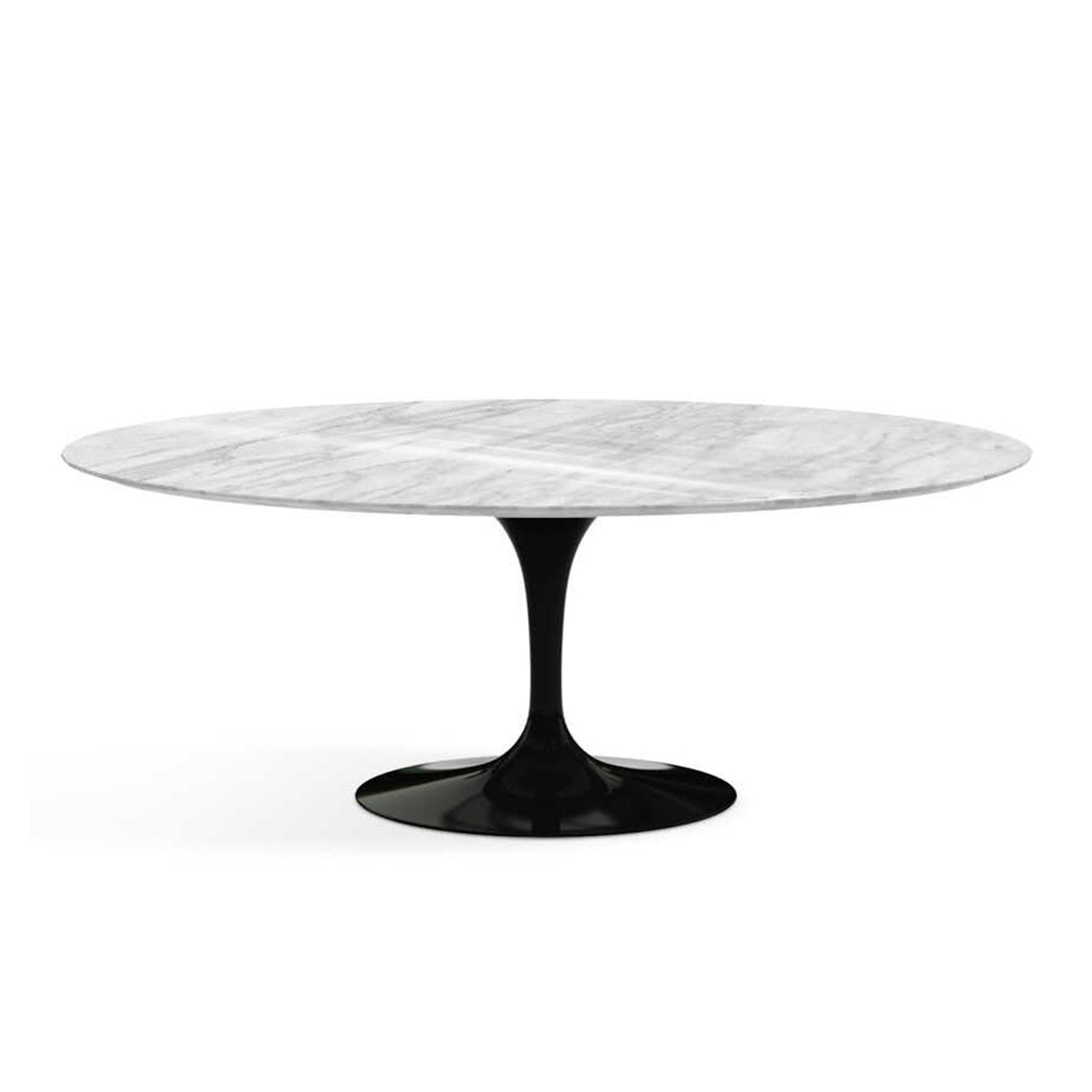 Herman Miller Saarinen Dining Table 78" Oval with Black Base and Marble Top Image (6605647970419)