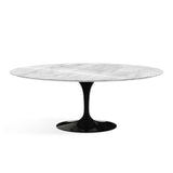 Herman Miller Saarinen Dining Table 78" Oval with Black Base and Marble Top Image (6605647970419)