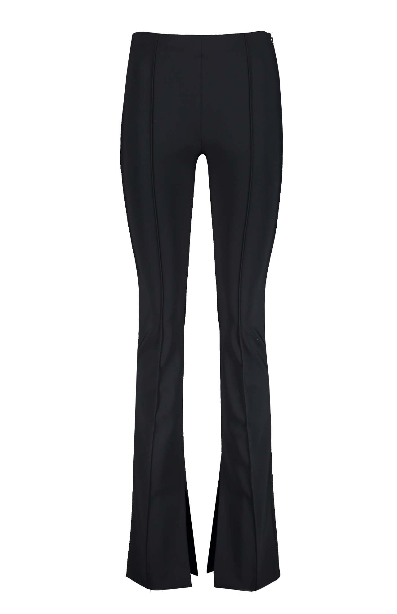 Adam Lippes Eva Flare Pant With Slit Black Front Mannequin Image (6990612758643)