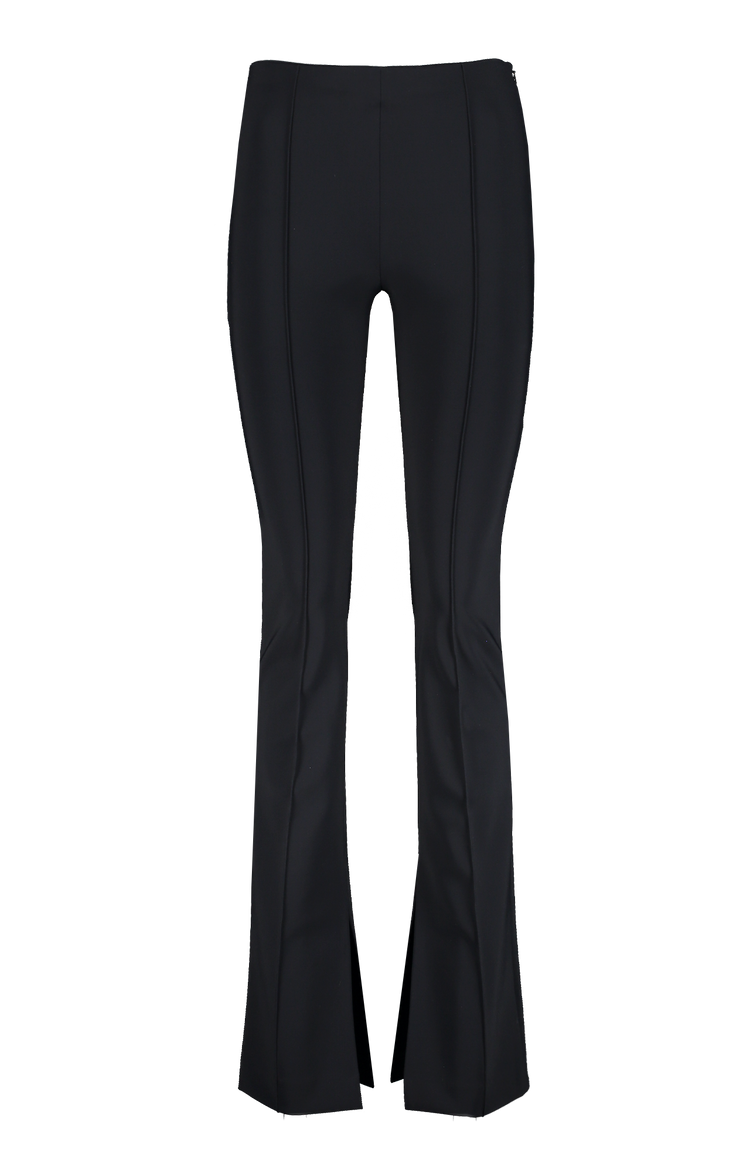 Adam Lippes Eva Flare Pant With Slit Black Front Mannequin Image (6990612758643)