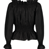 Silk Taffeta Smock Waist Top (6990553383027)
