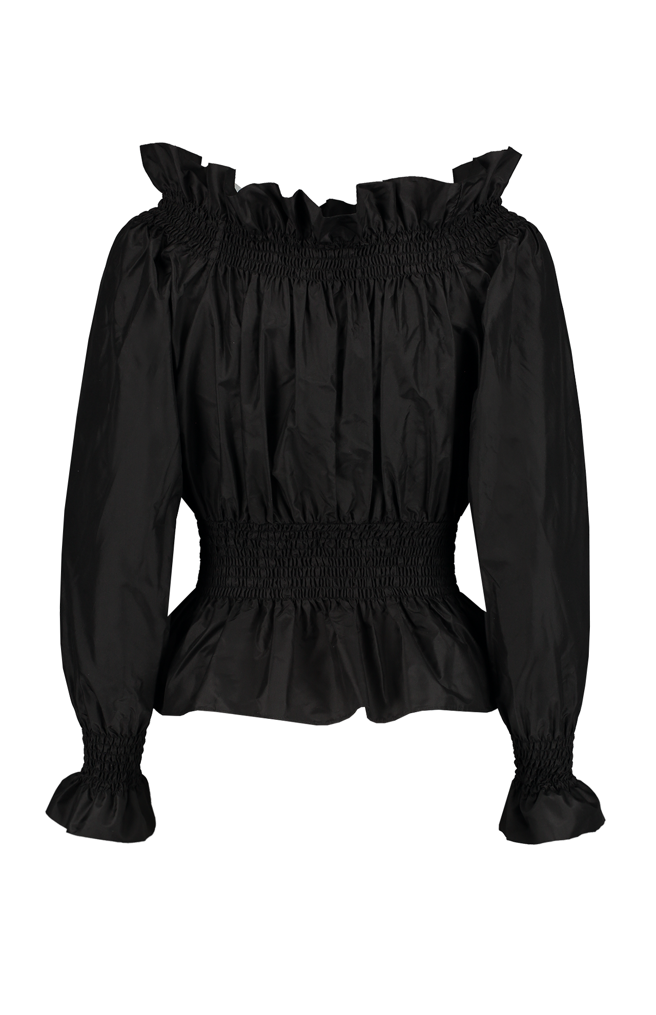 Silk Taffeta Smock Waist Top (6990553383027)